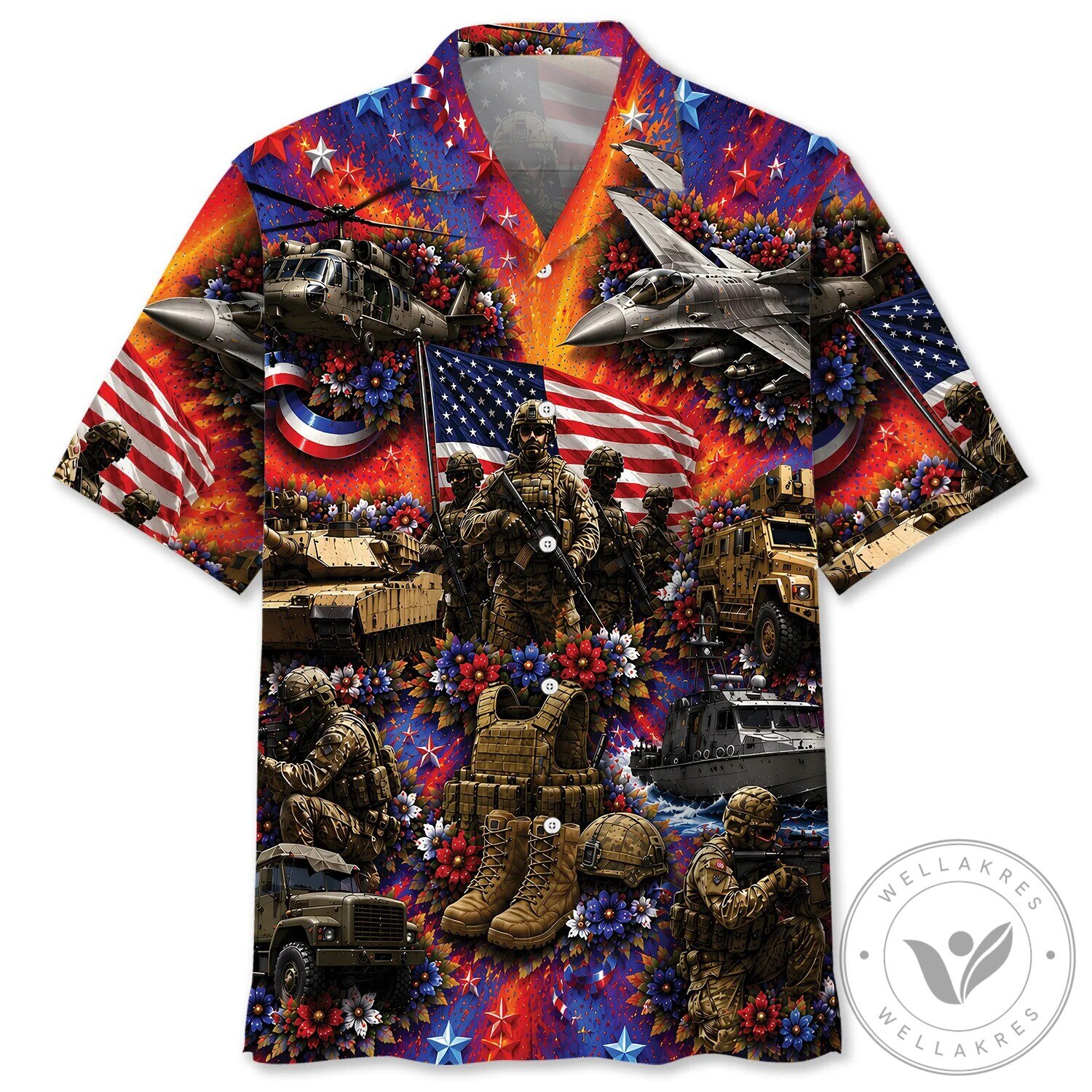 United States Armed Forces Military Patriotic Hawaiian Shirt