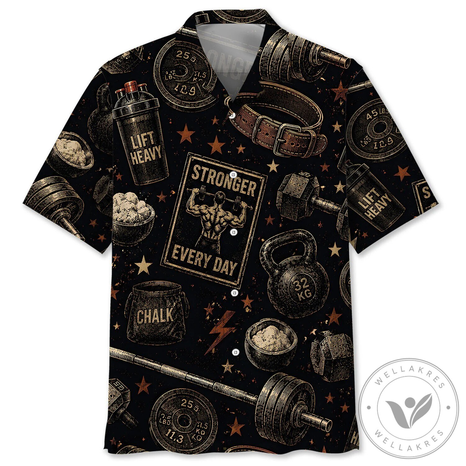 Vintage Weightlifting Gym Workout Stronger Every Day Hawaiian Shirt