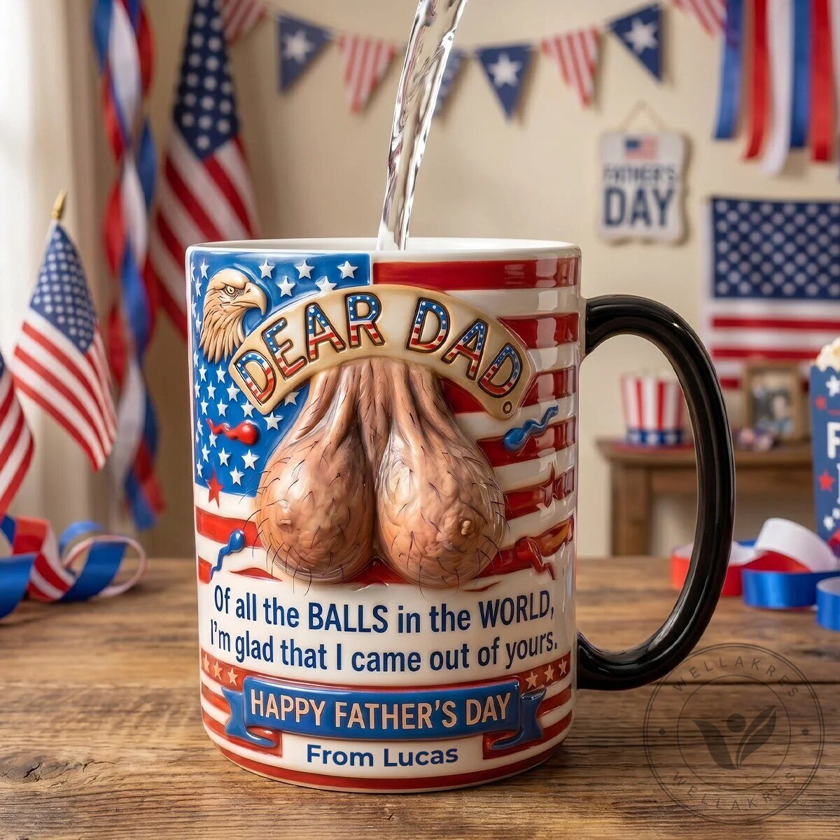 Funny Dear Dad Magic Coffee Mug for Father's Day, Personalized Gift from Son or Daughter
