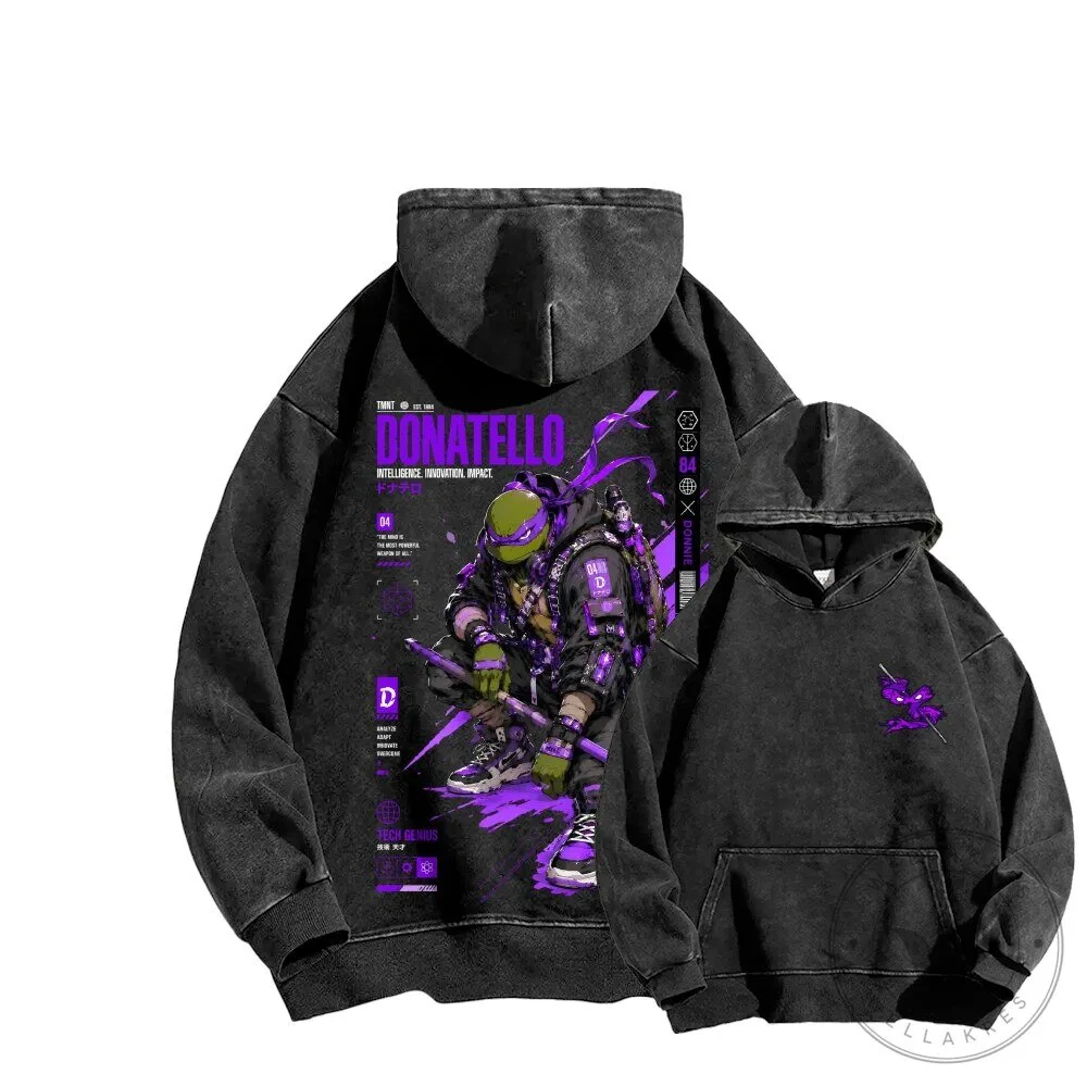 Teenage Mutant Ninja Turtles Donatello Washed Black Hoodie