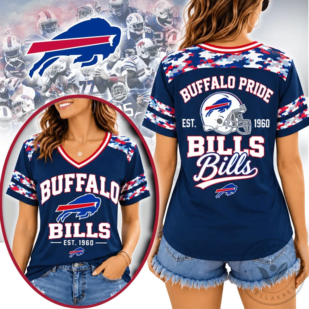 Buffalo Bills NFL Football Team Pride V-Neck Short Sleeve Women's T-Shirt 10 Buffalo Bills NFL Football Team Pride V-Neck Short Sleeve Women's T-Shirt