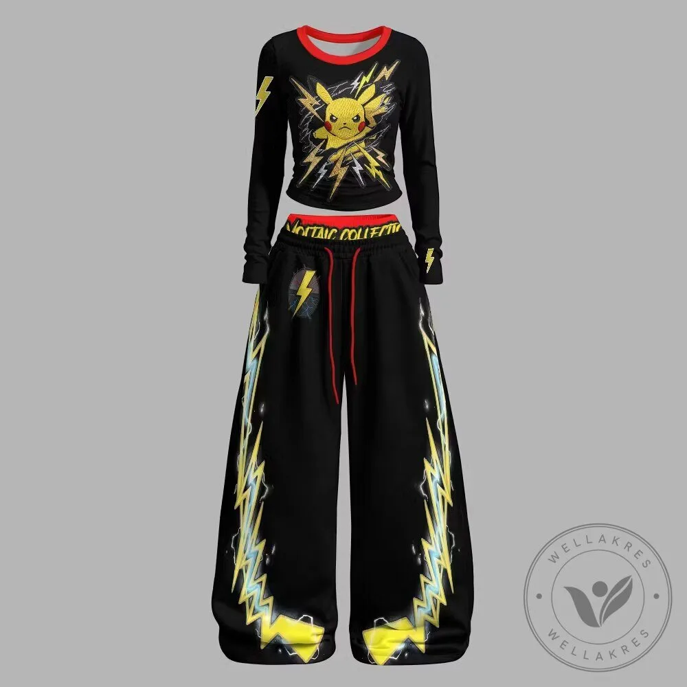 Pikachu Lightning Bolt Pokemon Long-Sleeve Shirt and Pants Set