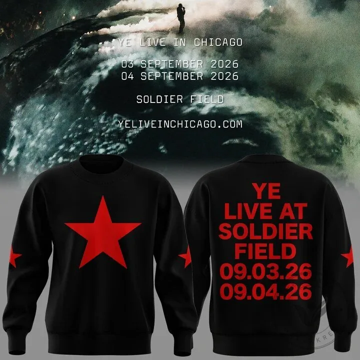 Kanye West Soldier Field Live Concert 2026 Black Crewneck Sweatshirt