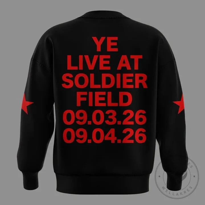 Kanye West Soldier Field Live Concert 2026 Black Crewneck Sweatshirt 9 Kanye West Soldier Field Live Concert 2026 Black Crewneck Sweatshirt
