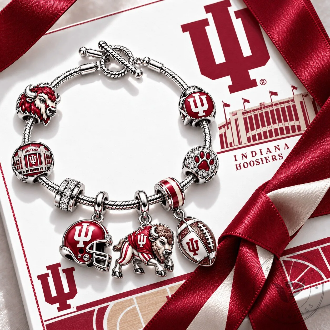 Indiana Hoosiers Football Team Mascot Charm Bracelet Set 2 Indiana Hoosiers Football Team Mascot Charm Bracelet Set