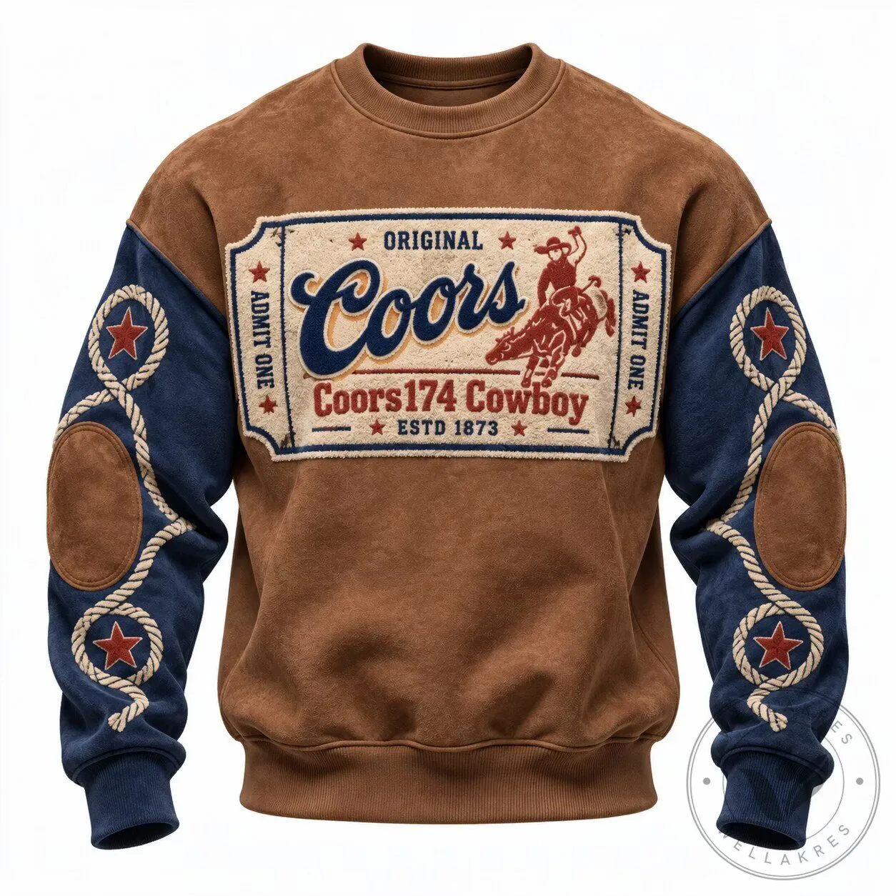 Original Coors 1873 Cowboy Rodeo Western Crewneck Sweatshirt