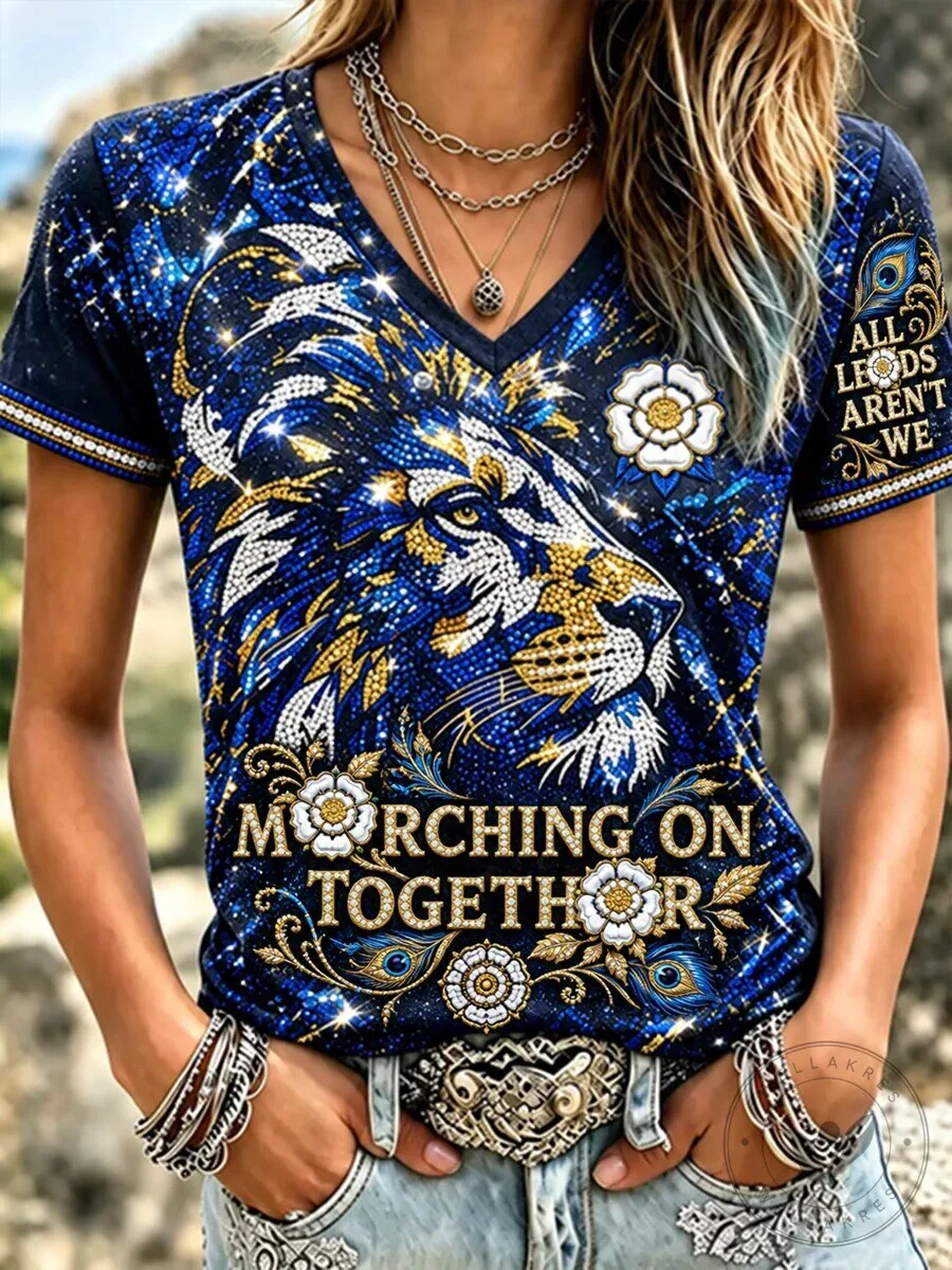 Leeds United Football Club Lion Yorkshire Rose All Over Print T-Shirt
