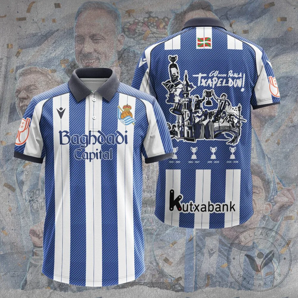 Real Sociedad Champions Copa Del Rey 2026 Football Jersey 8 Real Sociedad Champions Copa Del Rey 2026 Football Jersey