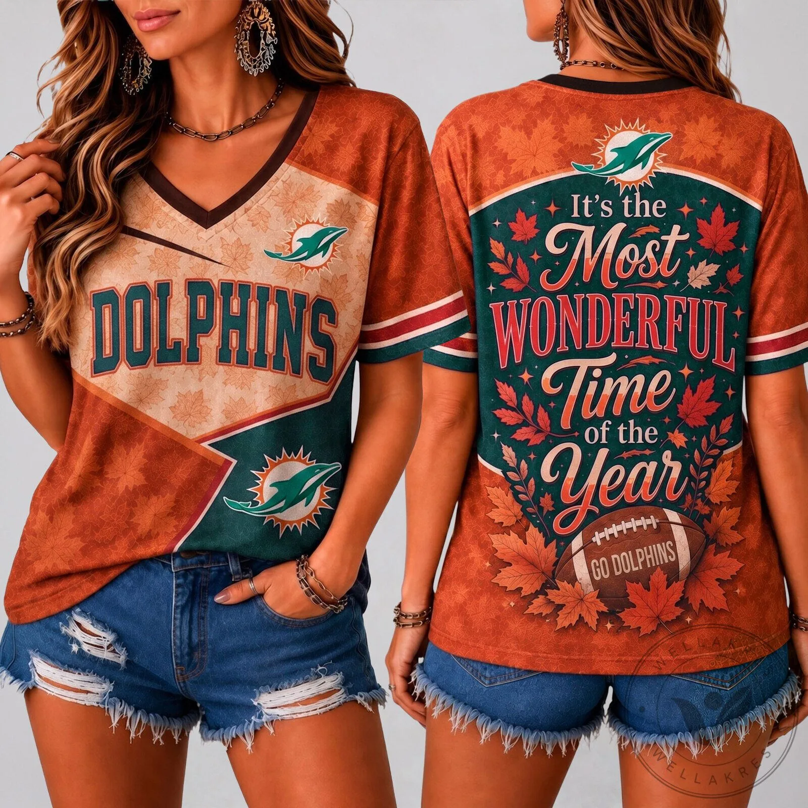 Miami Dolphins Shirt Most Wonderful Time of the Year Football V-Neck T-Shirt