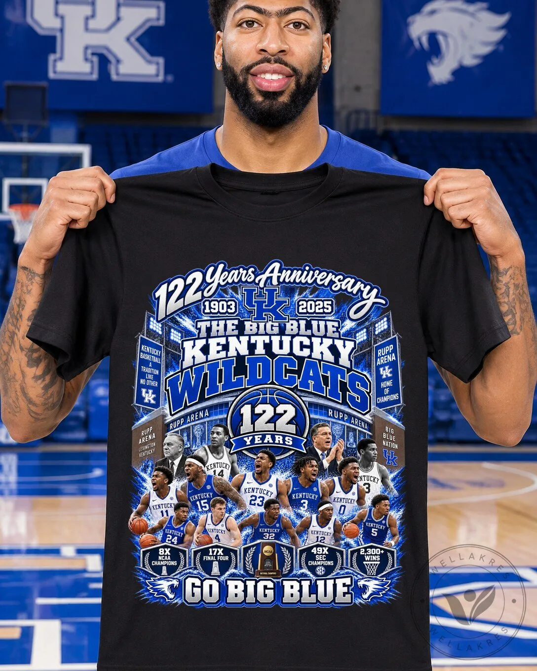 Kentucky Wildcats Basketball 122nd Anniversary Go Big Blue T-Shirt 1 Kentucky Wildcats Basketball 122nd Anniversary Go Big Blue T-Shirt