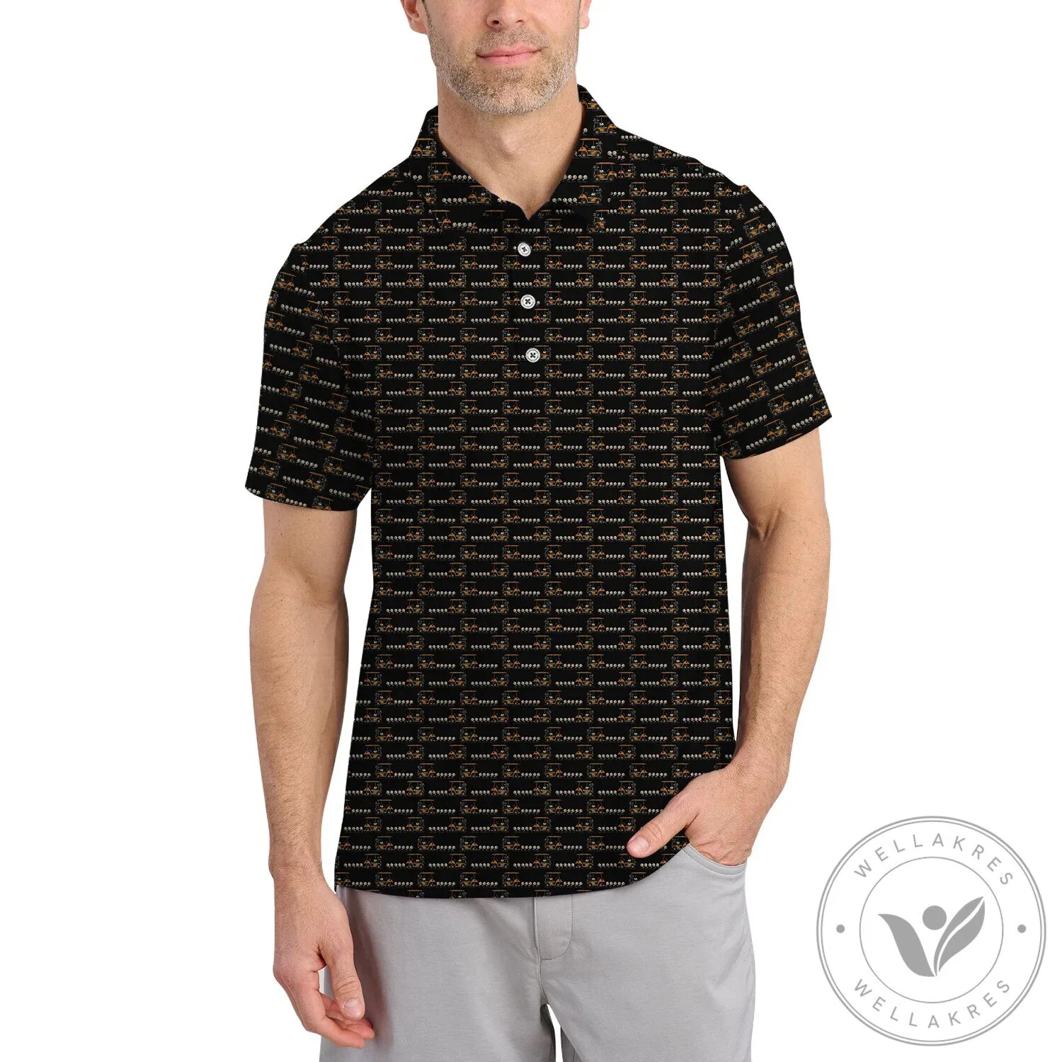 Funny Halloween Shirt, Golf Cart Pumpkin Pattern Polo Shirt for Men 12 Funny Halloween Shirt, Golf Cart Pumpkin Pattern Polo Shirt for Men