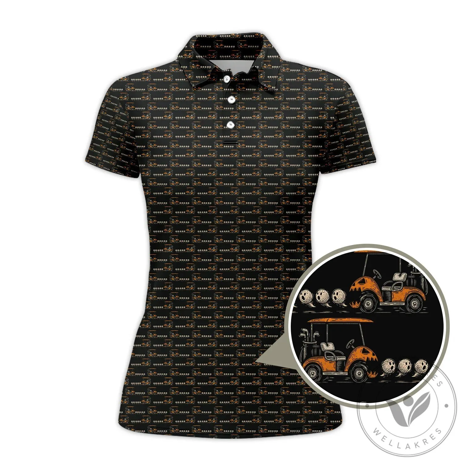 Funny Halloween Shirt, Golf Cart Pumpkin Pattern Polo Shirt for Men 14 Funny Halloween Shirt, Golf Cart Pumpkin Pattern Polo Shirt for Men