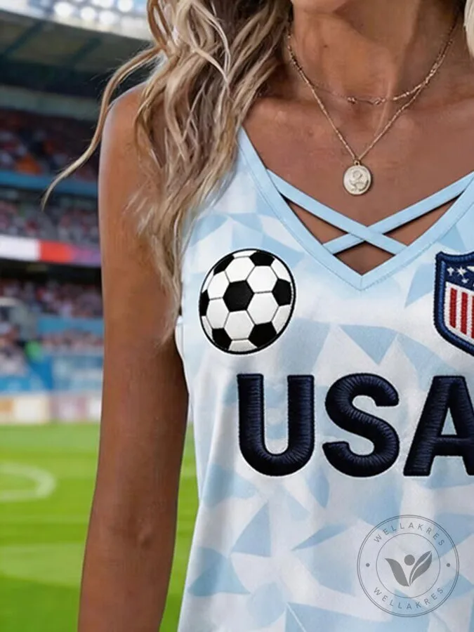 United States Women's Soccer Team V-Neck Sleeveless Tank Top 7 United States Women