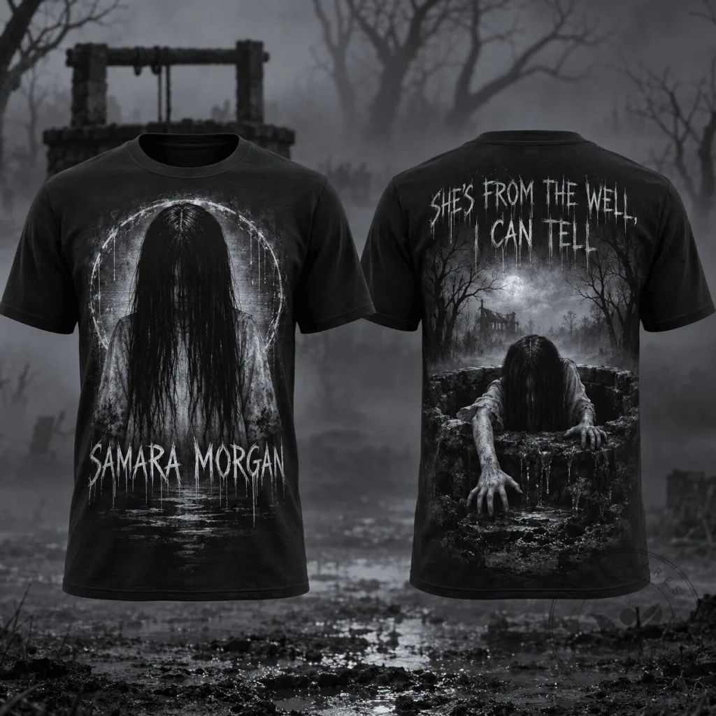 Samara Morgan The Ring Horror Movie Character Black Graphic T-Shirt Samara Morgan The Ring Horror Movie Character Black Graphic T-Shirt