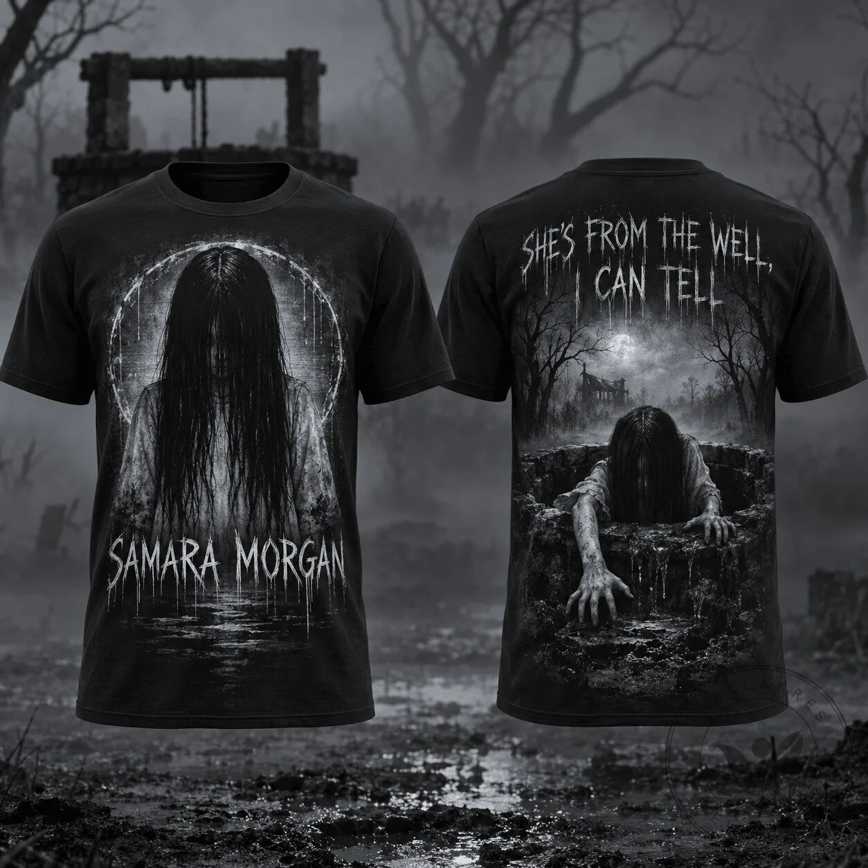 Samara Morgan The Ring Horror Movie Character Black Graphic T-Shirt