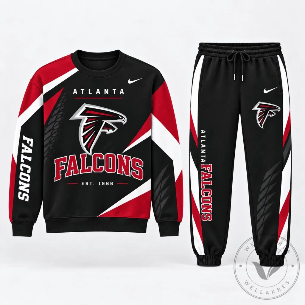 Atlanta Falcons National Football League Team Black and Red Sweatshirt and Jogger Set Atlanta Falcons National Football League Team Black and Red Sweatshirt and Jogger Set