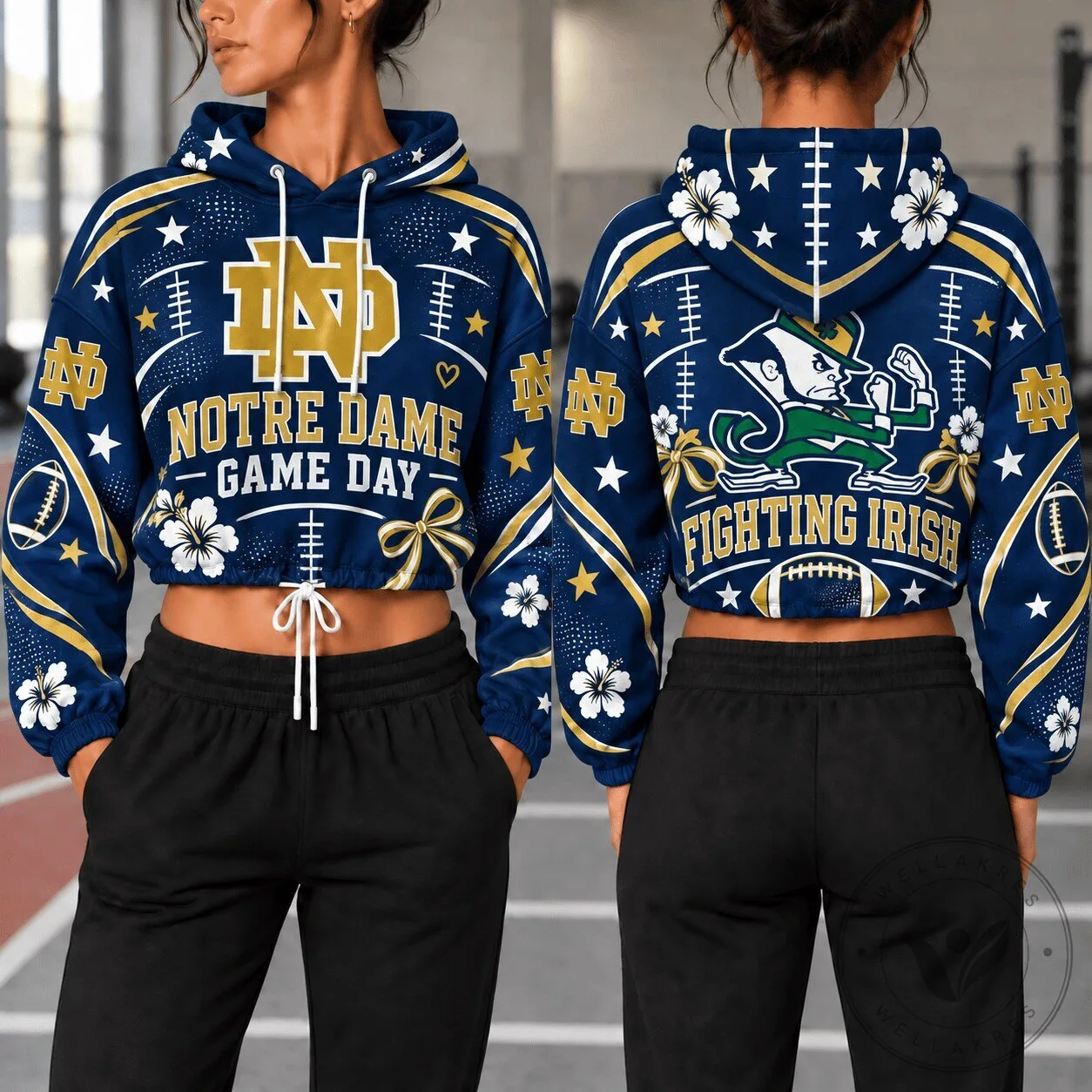 Notre Dame Fighting Irish Football Game Day Cropped Hoodie for Women