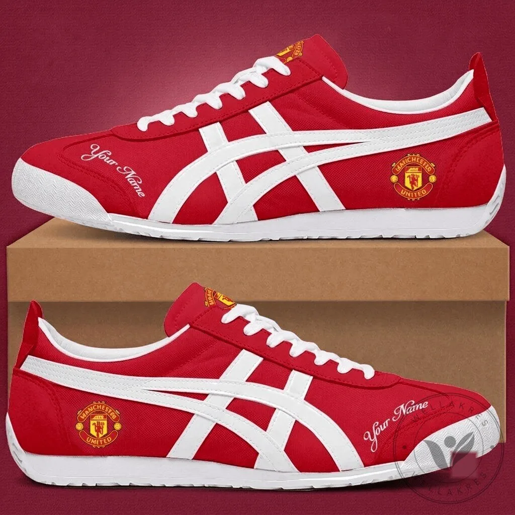 Manchester United Football Club Red and White Custom Name Training Shoes