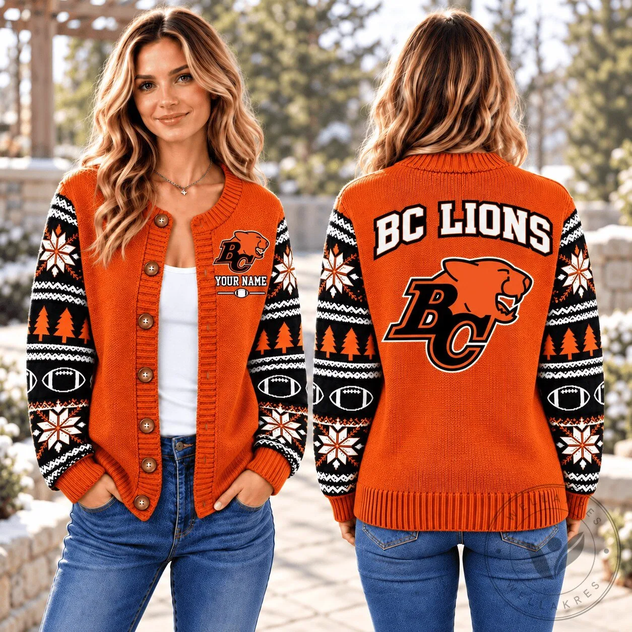 British Columbia Lions Football Team Ugly Christmas Sweater Cardigan Jacket