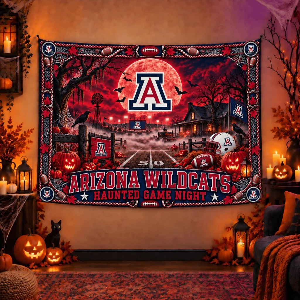 Arizona Wildcats Haunted Game Night Halloween Wall Tapestry Arizona Wildcats Haunted Game Night Halloween Wall Tapestry