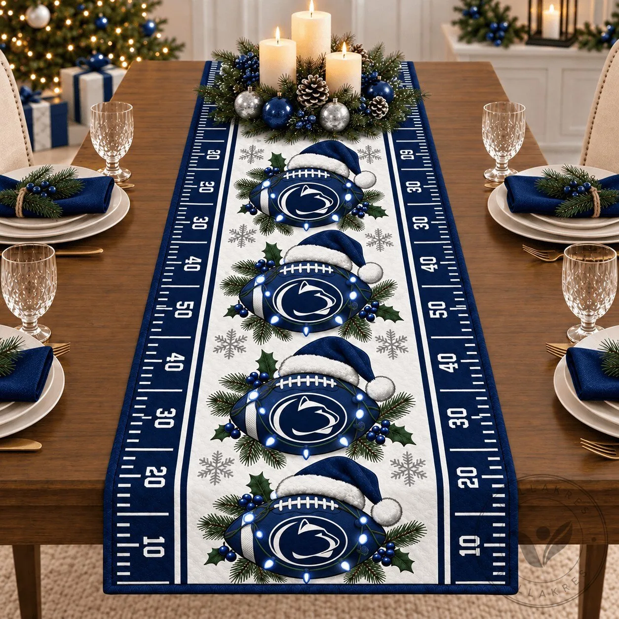 Penn State Nittany Lions Christmas Football Table Runner