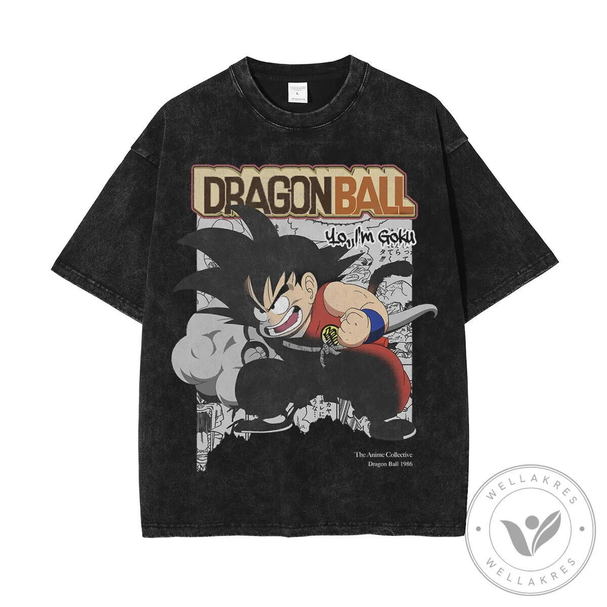 Dragon Ball Kid Goku Vintage Washed Oversized Graphic T-Shirt