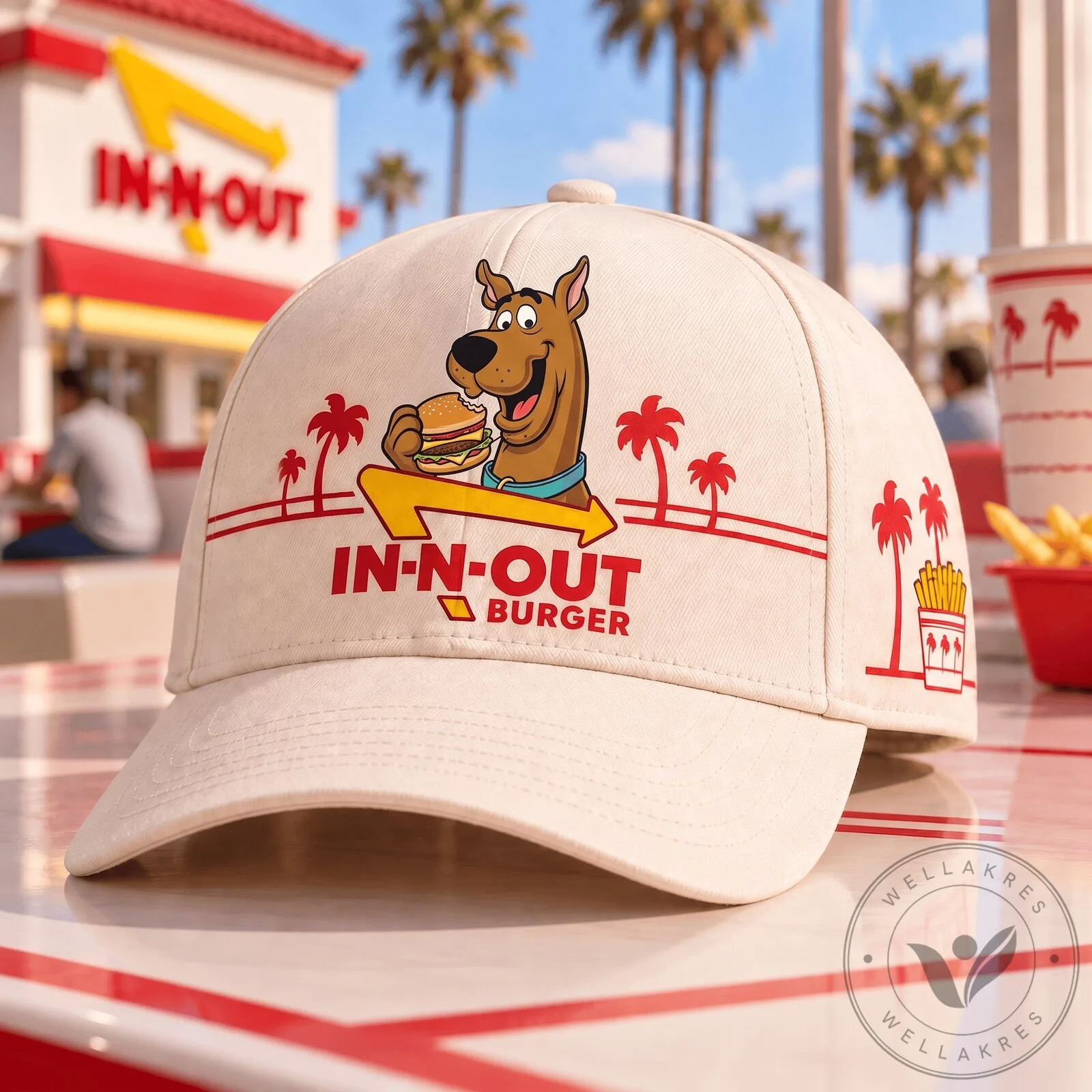 In-N-Out Burger Scooby-Doo Palm Tree Graphic Print Baseball Cap Hat