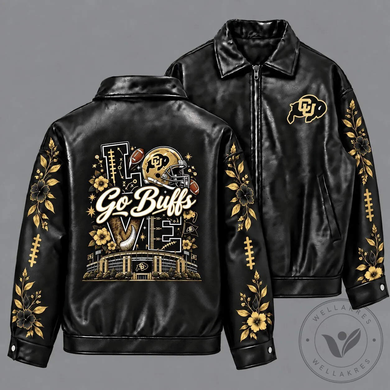 Colorado Buffaloes Football Team Black Leather Jacket