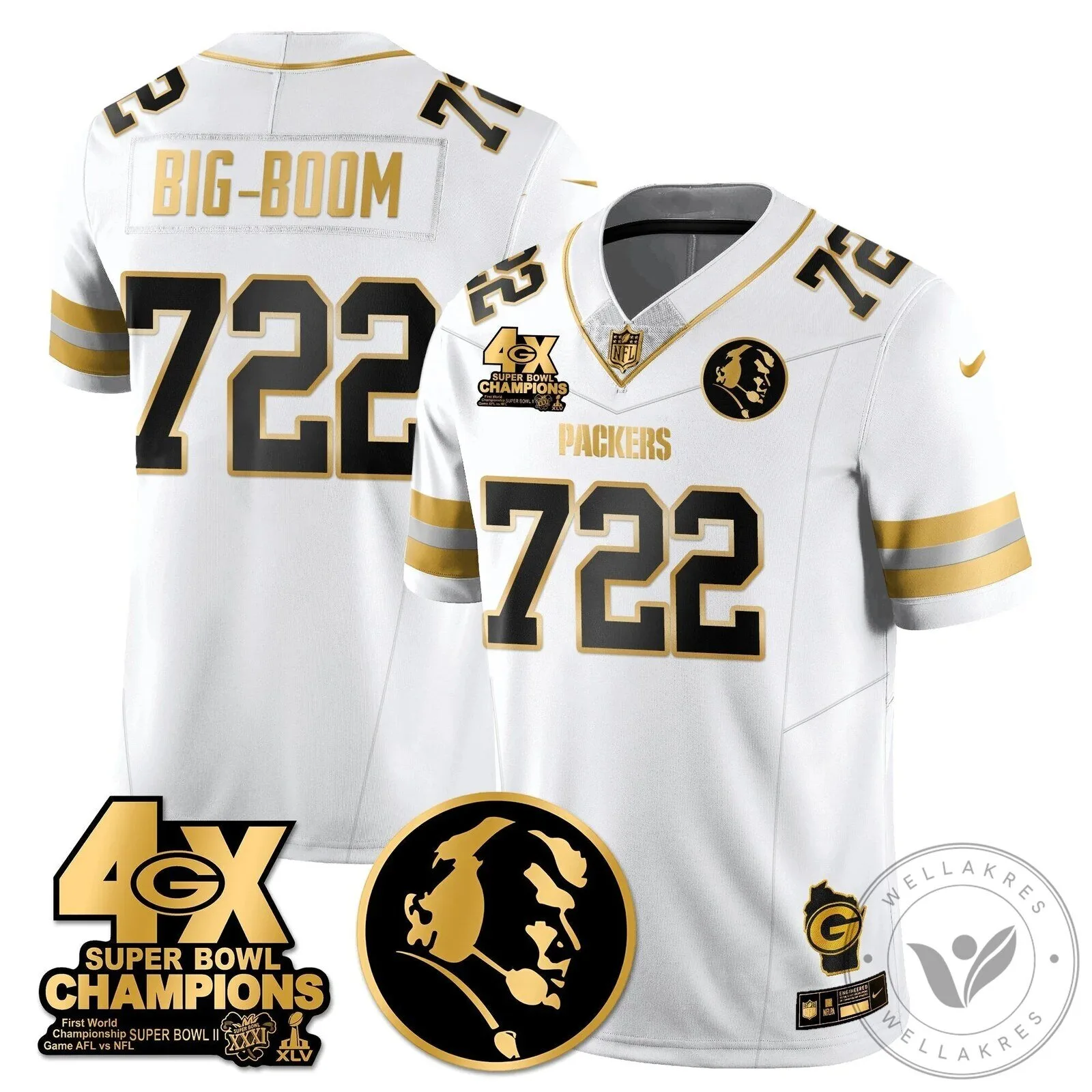 John Madden Green Bay Packers Super Bowl Champions Black Gold Football Jersey 67 John Madden Green Bay Packers Super Bowl Champions Black Gold Football Jersey