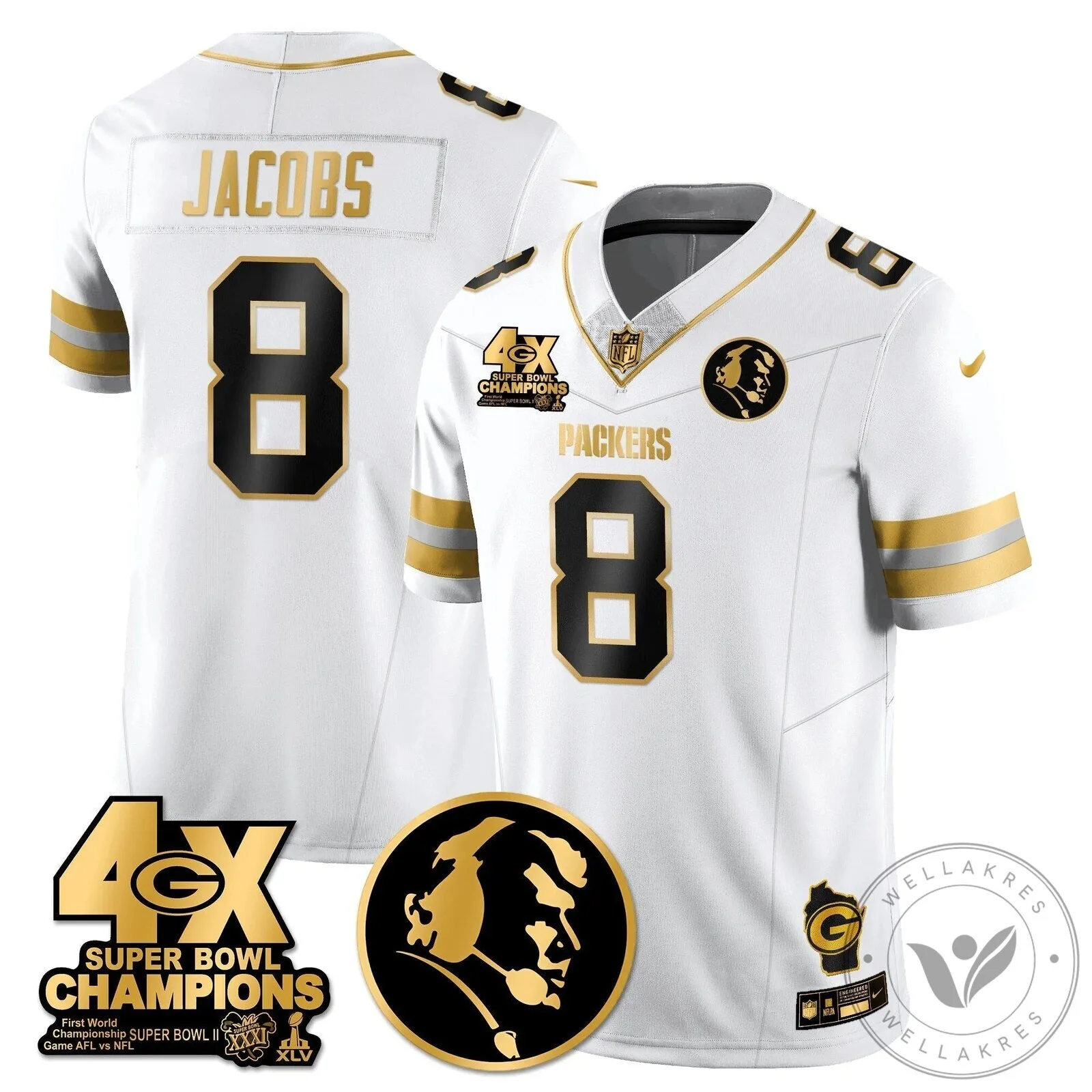John Madden Green Bay Packers Super Bowl Champions Black Gold Football Jersey 69 John Madden Green Bay Packers Super Bowl Champions Black Gold Football Jersey