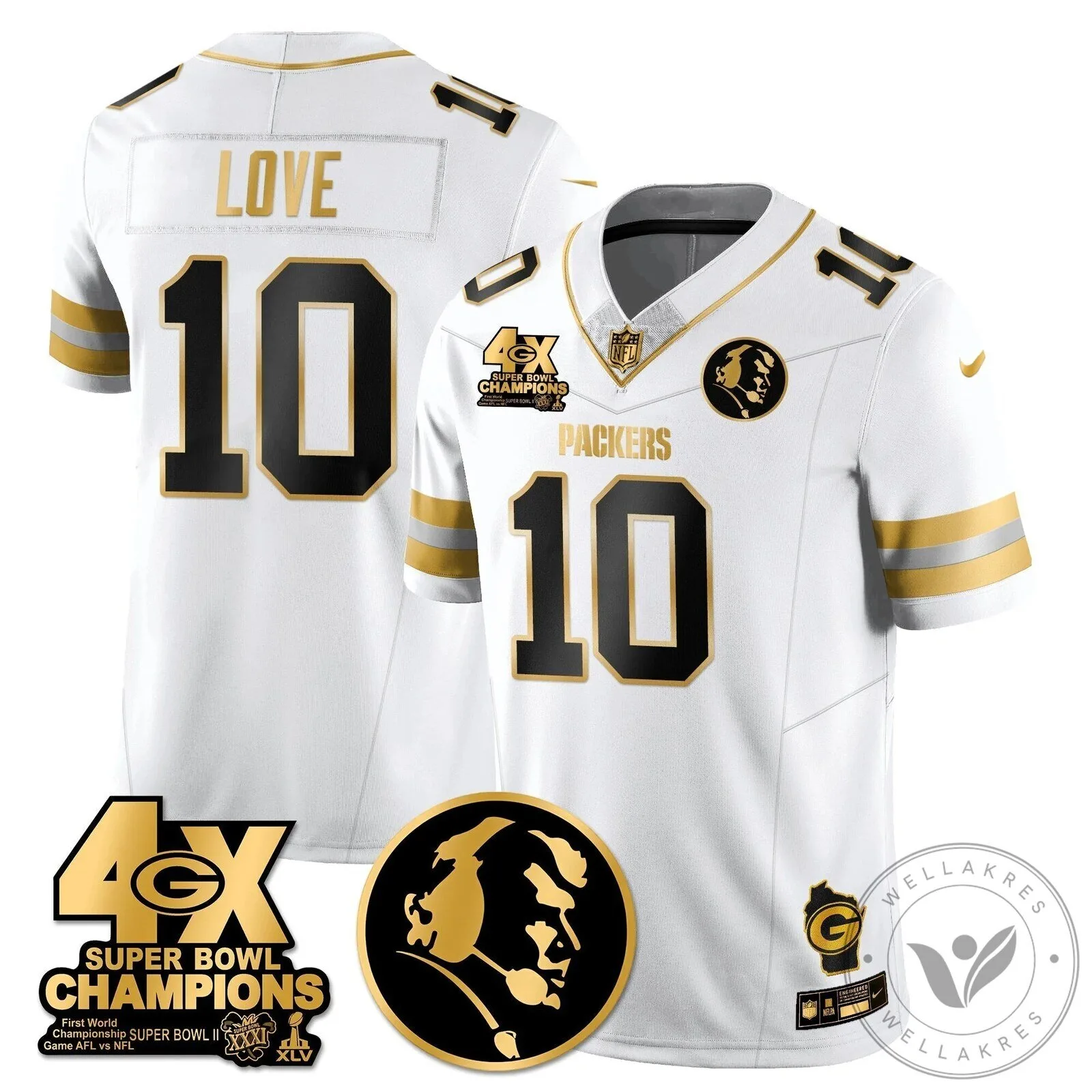 John Madden Green Bay Packers Super Bowl Champions Black Gold Football Jersey 70 John Madden Green Bay Packers Super Bowl Champions Black Gold Football Jersey