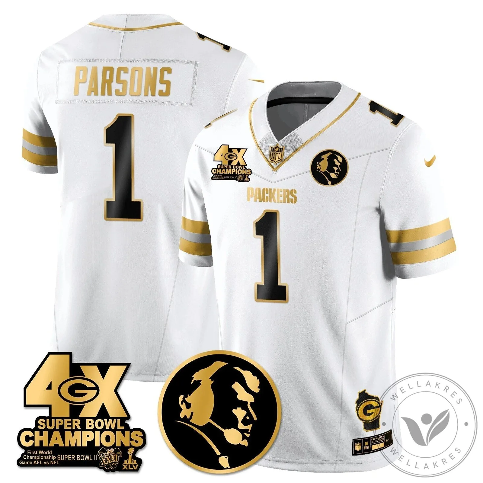 John Madden Green Bay Packers Super Bowl Champions Black Gold Football Jersey 72 John Madden Green Bay Packers Super Bowl Champions Black Gold Football Jersey