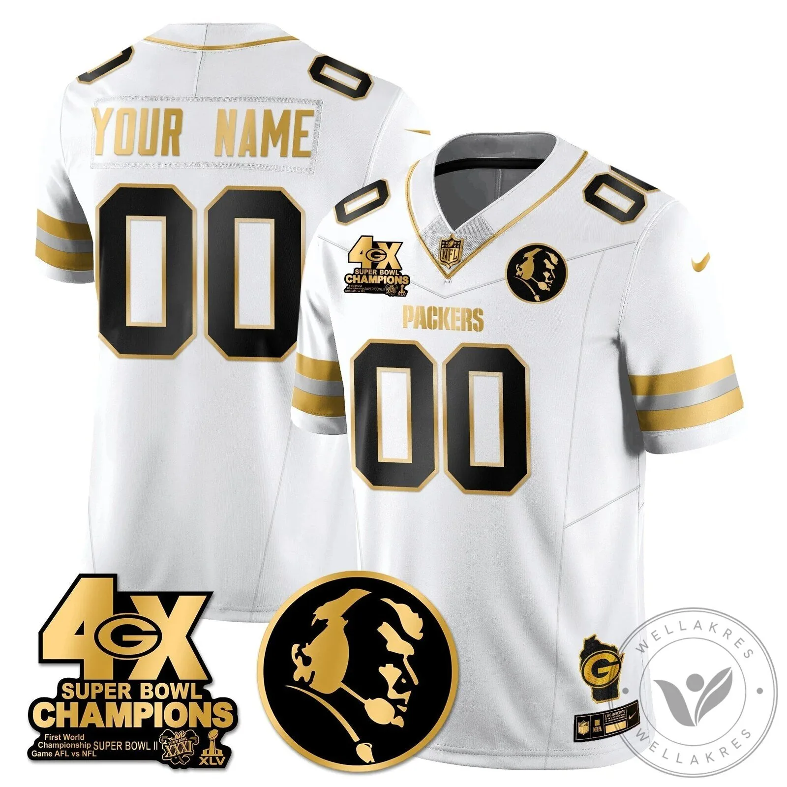 John Madden Green Bay Packers Super Bowl Champions Black Gold Football Jersey 75 John Madden Green Bay Packers Super Bowl Champions Black Gold Football Jersey