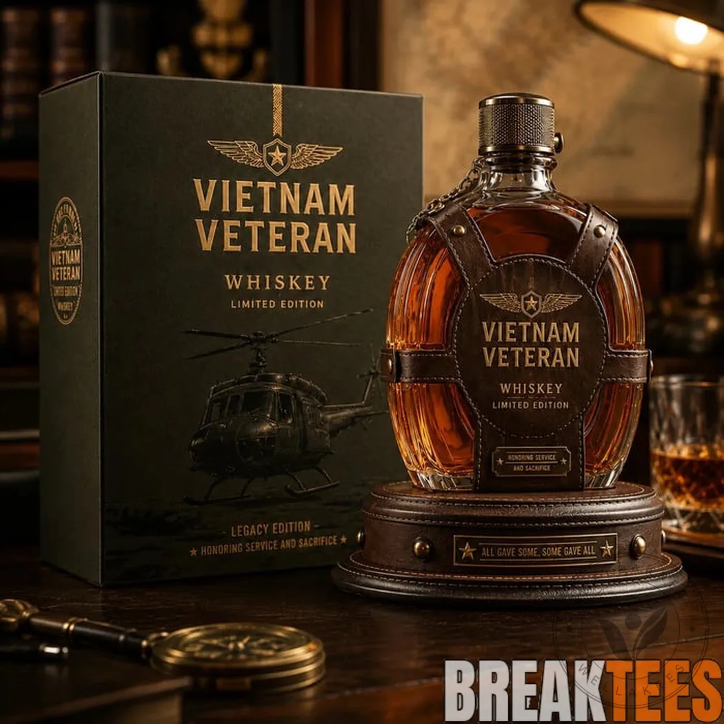 Vietnam Veteran Limited Edition Whiskey Bottle Decanter with Display Stand
