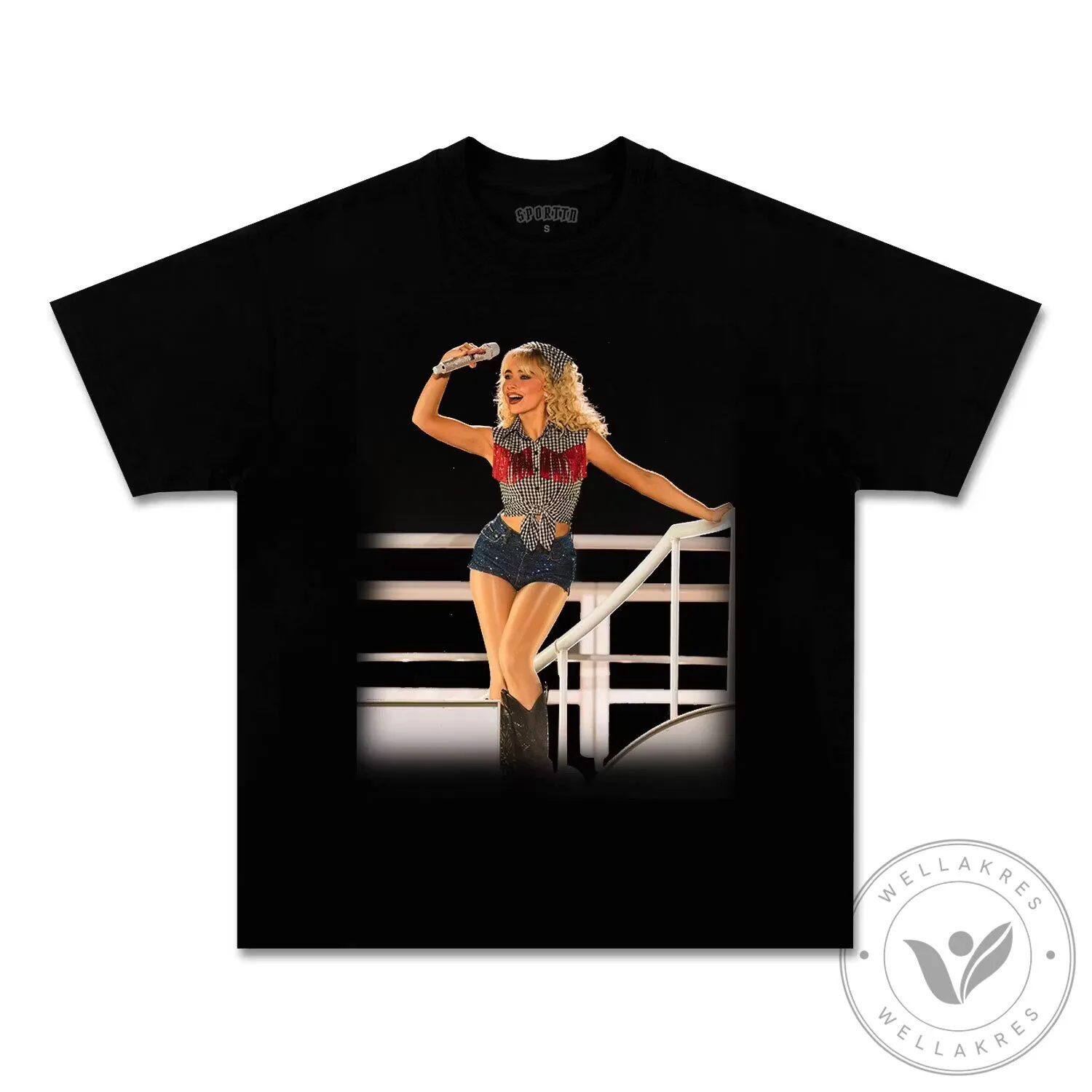 Sabrina Carpenter Live Performance Black Graphic T-Shirt