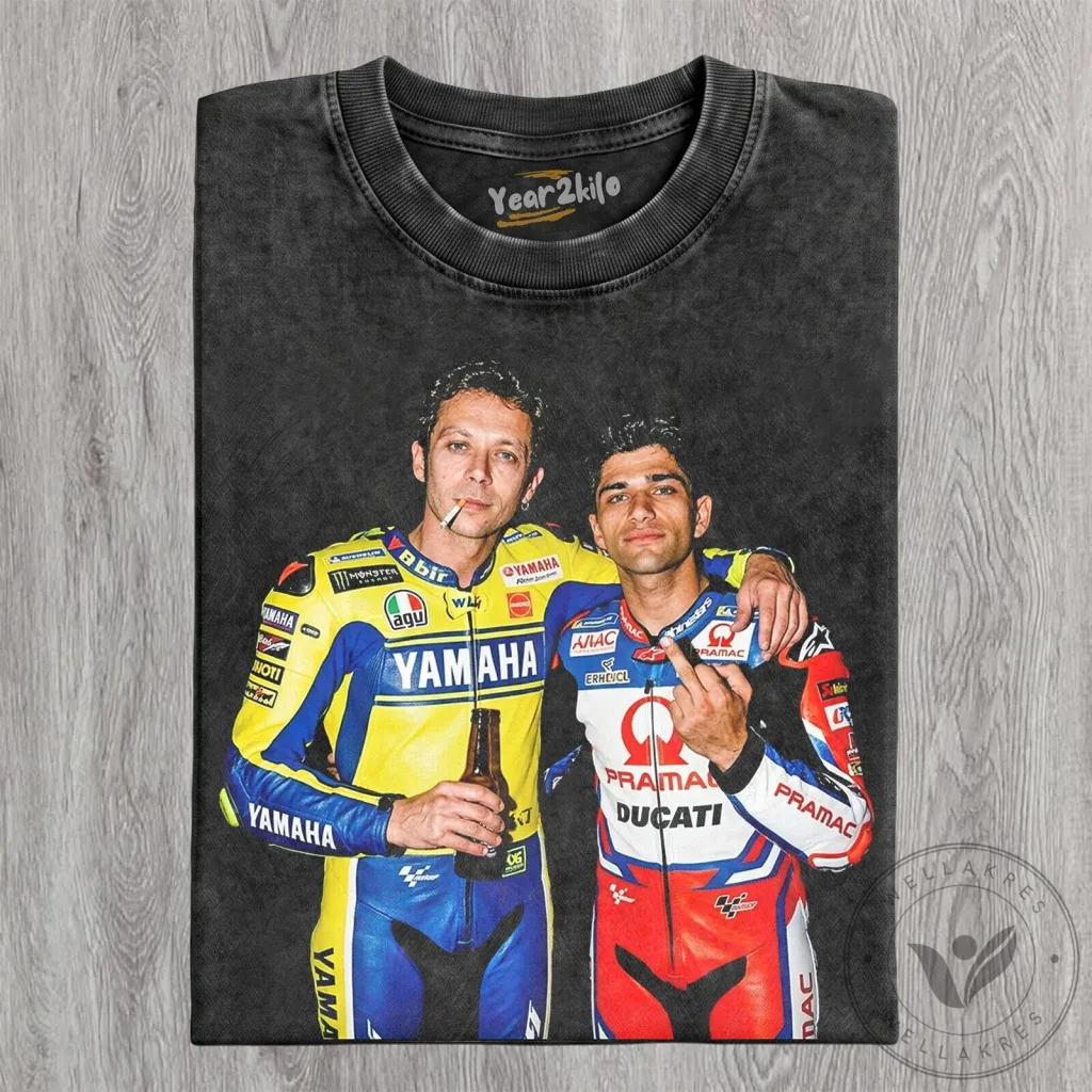 Valentino Rossi and Jorge Martin MotoGP Racing Legends T-Shirt Valentino Rossi and Jorge Martin MotoGP Racing Legends T-Shirt