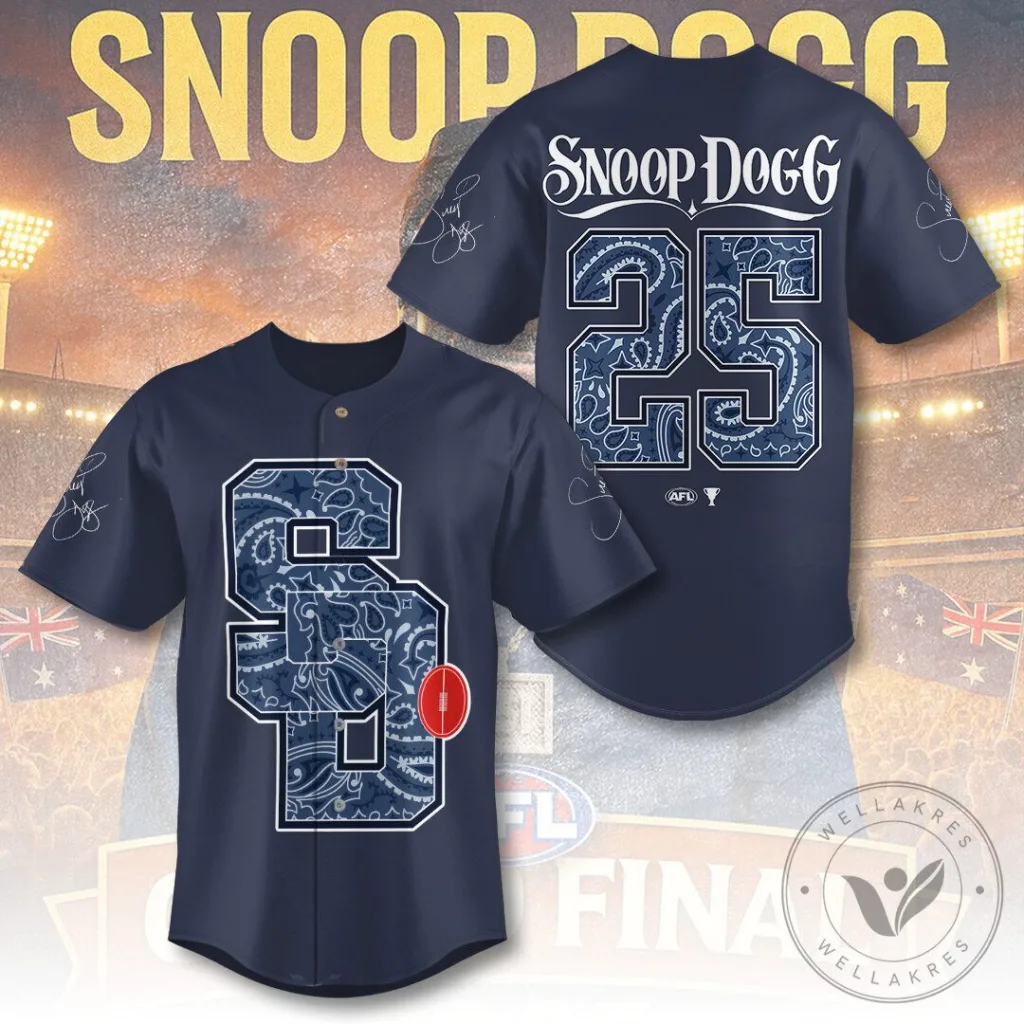 AFL Grand Final 2025 Snoop Dogg Baseball Jersey 9 AFL Grand Final 2025 Snoop Dogg Baseball Jersey