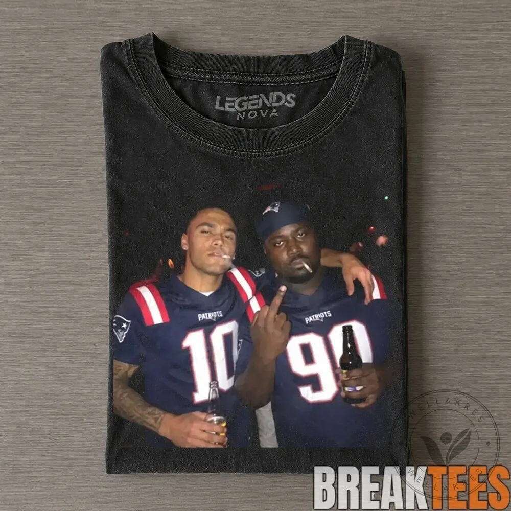 New England Patriots Drake Maye Christian Barmore Football T-Shirt