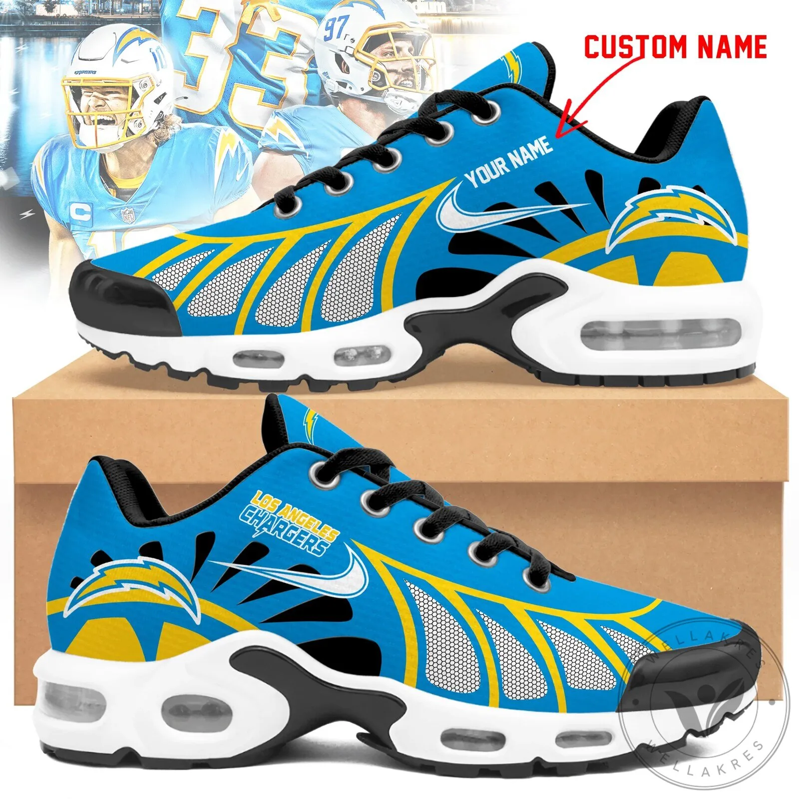 Los Angeles Chargers Personalized Air Max Running Shoes 1 Los Angeles Chargers Personalized Air Max Running Shoes