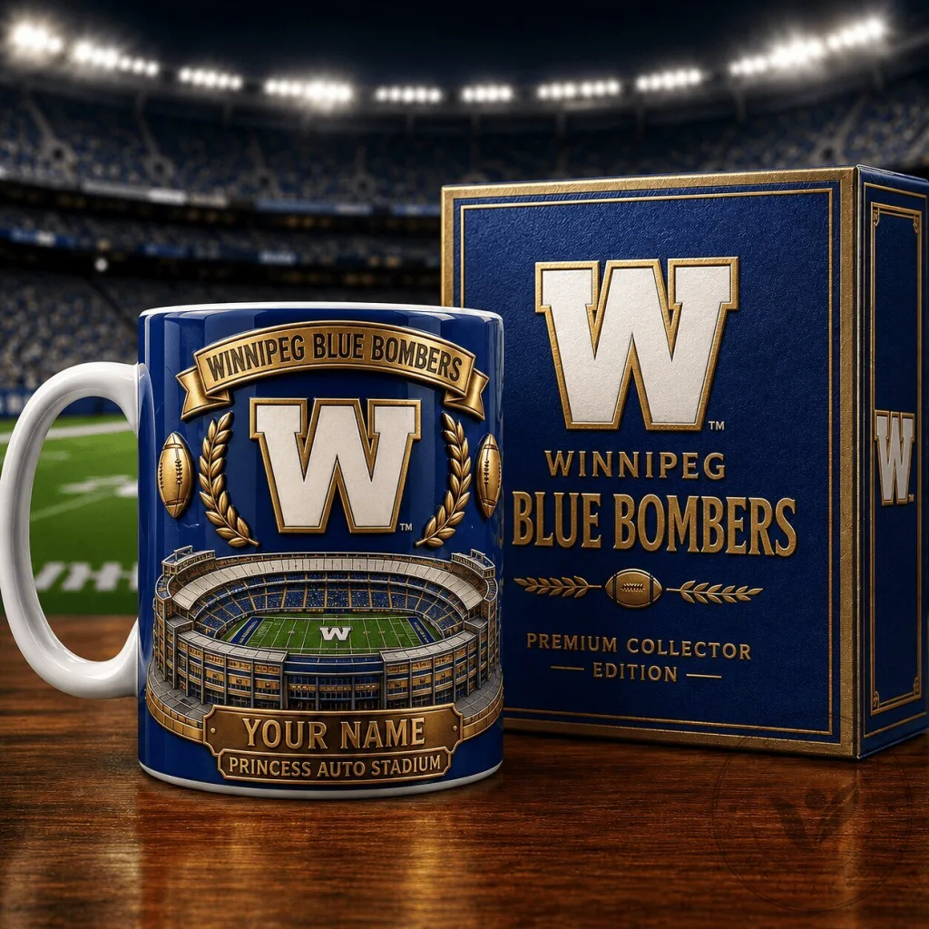 Winnipeg Blue Bombers Princess Auto Stadium Custom Name Football Fan Mug 22 Winnipeg Blue Bombers Princess Auto Stadium Custom Name Football Fan Mug