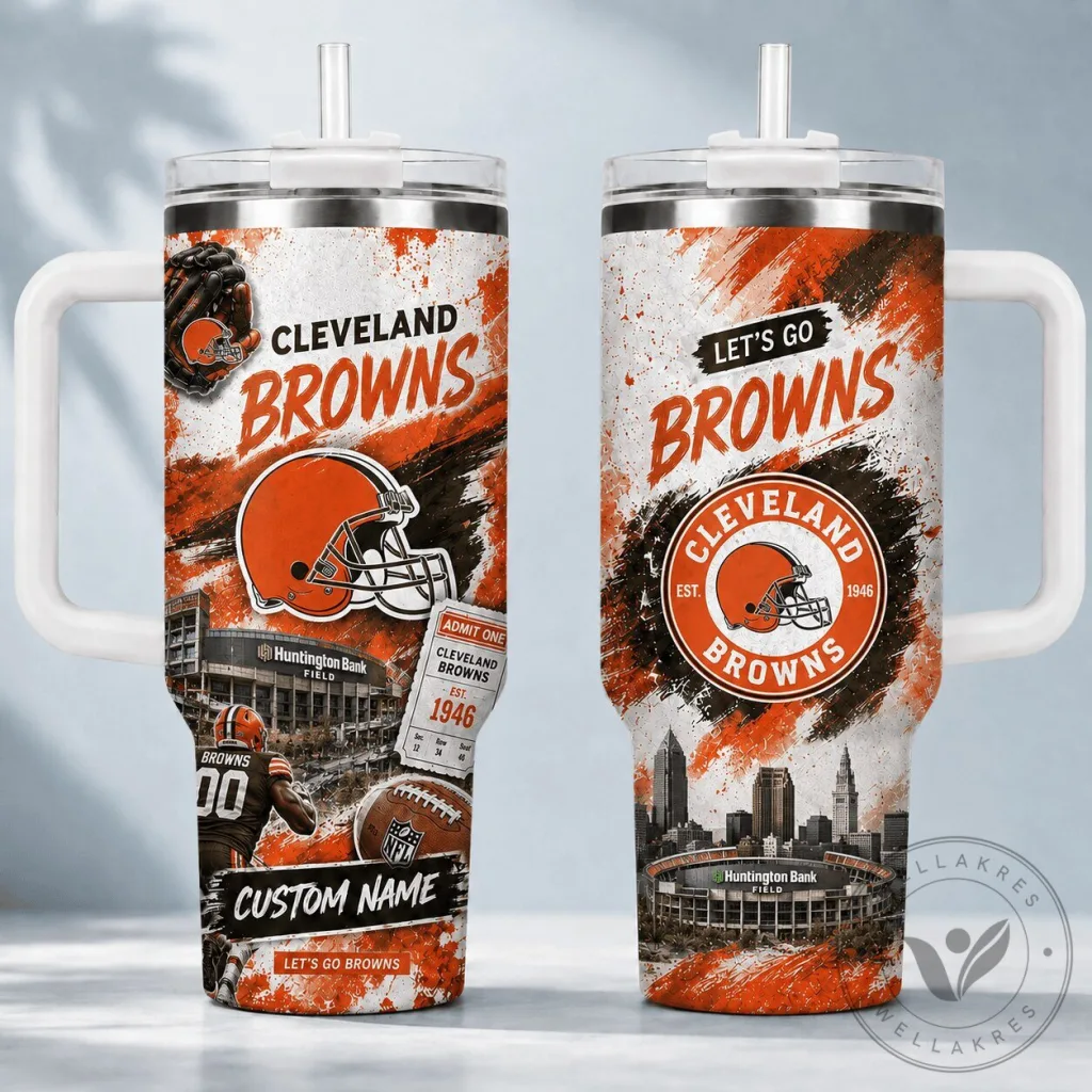 Personalized Stainless Steel Tumbler for Cleveland Browns Football Fans 18 Personalized Stainless Steel Tumbler for Cleveland Browns Football Fans