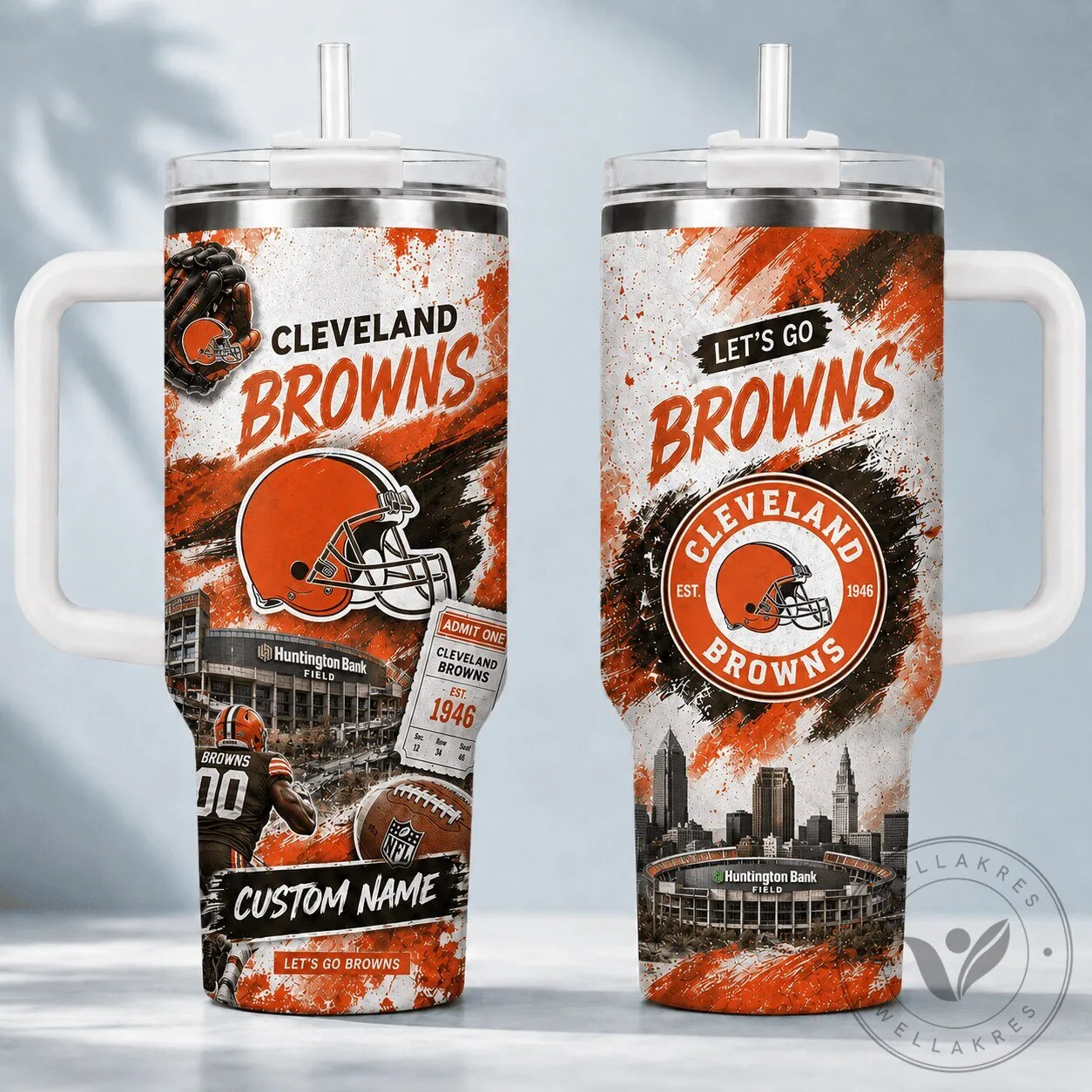 Personalized Stainless Steel Tumbler for Cleveland Browns Football Fans 4 Personalized Stainless Steel Tumbler for Cleveland Browns Football Fans