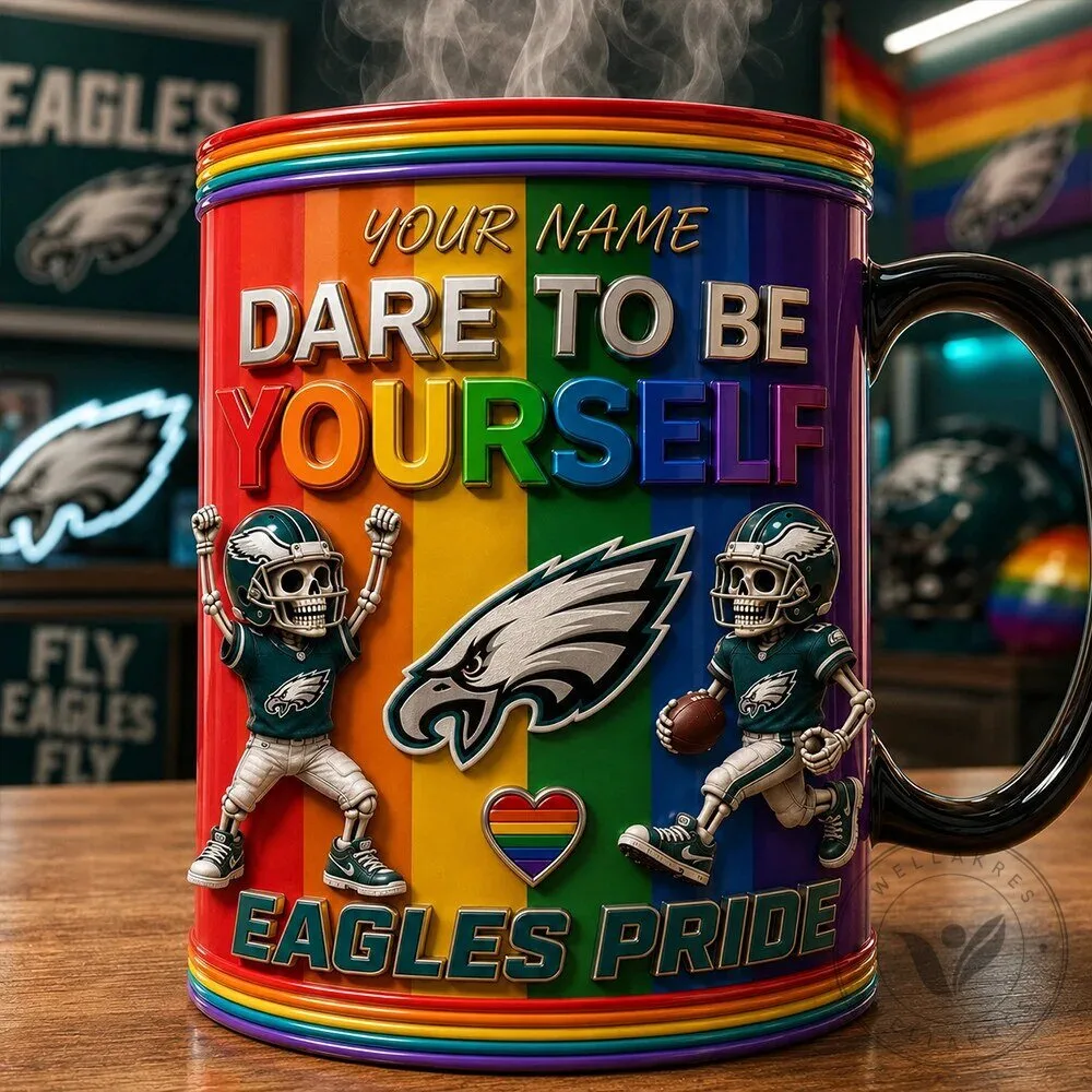 Philadelphia Eagles Pride Dare To Be Yourself Rainbow Ceramic Coffee Mug