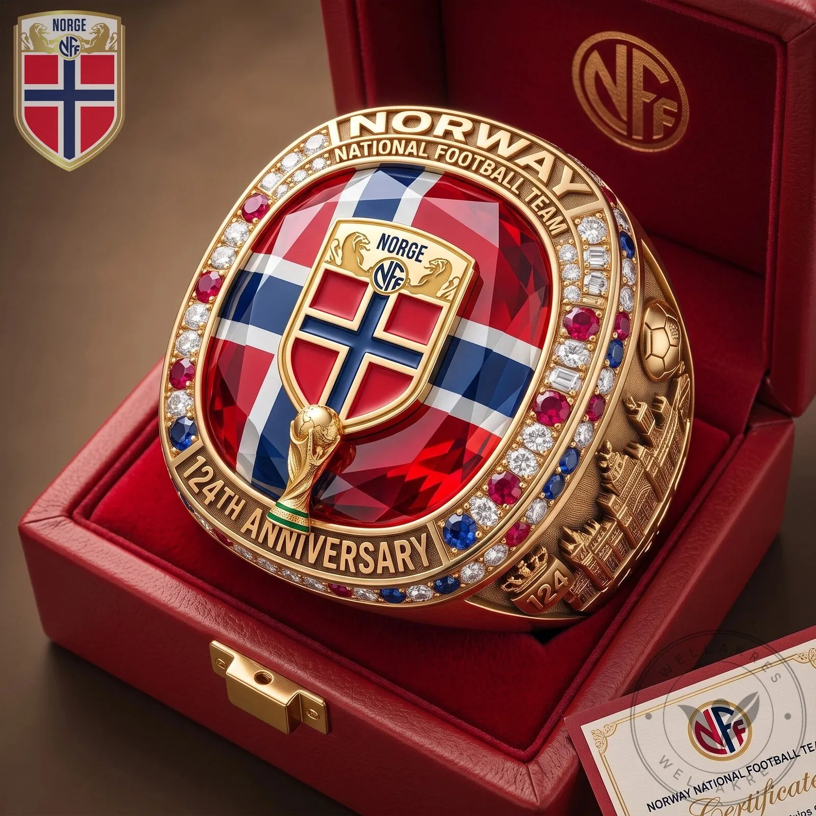 Championship Ring for the Norway National Football Team's 124th Anniversary