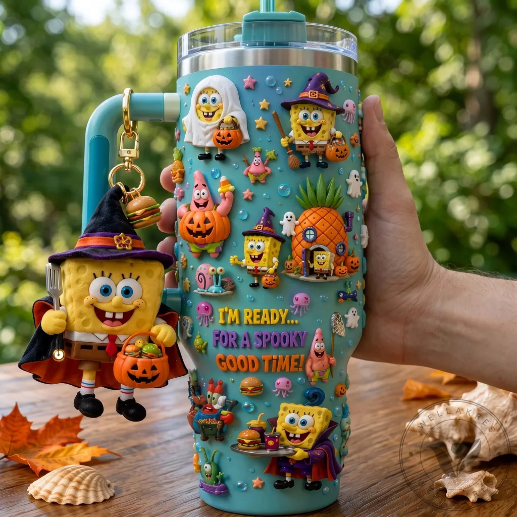 40oz Tumbler with Handle for Halloween Fun featuring SpongeBob SquarePants 40oz Tumbler with Handle for Halloween Fun featuring SpongeBob SquarePants
