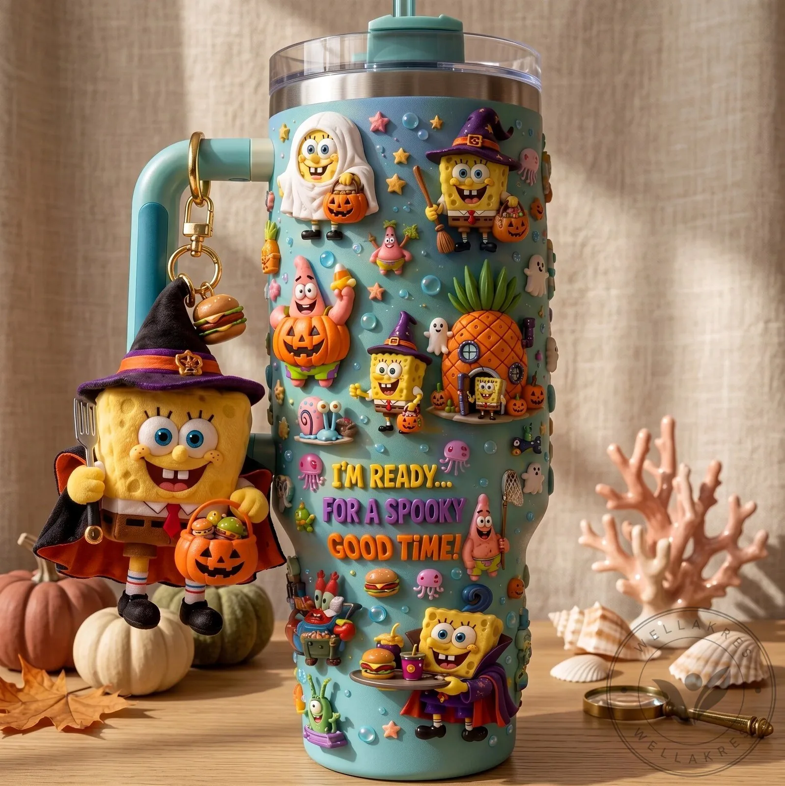 40oz Tumbler with Handle for Halloween Fun featuring SpongeBob SquarePants 8 40oz Tumbler with Handle for Halloween Fun featuring SpongeBob SquarePants