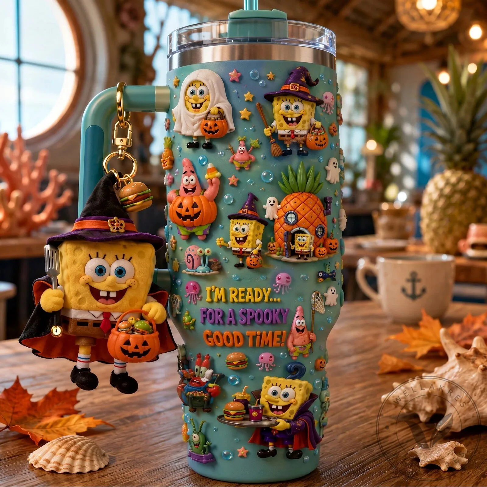 40oz Tumbler with Handle for Halloween Fun featuring SpongeBob SquarePants 9 40oz Tumbler with Handle for Halloween Fun featuring SpongeBob SquarePants