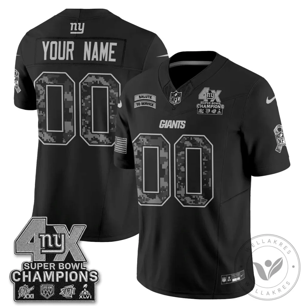 New York Giants Black Salute To Service Custom Football Jersey New York Giants Black Salute To Service Custom Football Jersey