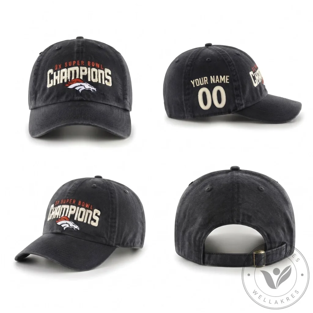 Denver Broncos Super Bowl Champions Custom Embroidered Washed Cap Hat Denver Broncos Super Bowl Champions Custom Embroidered Washed Cap Hat