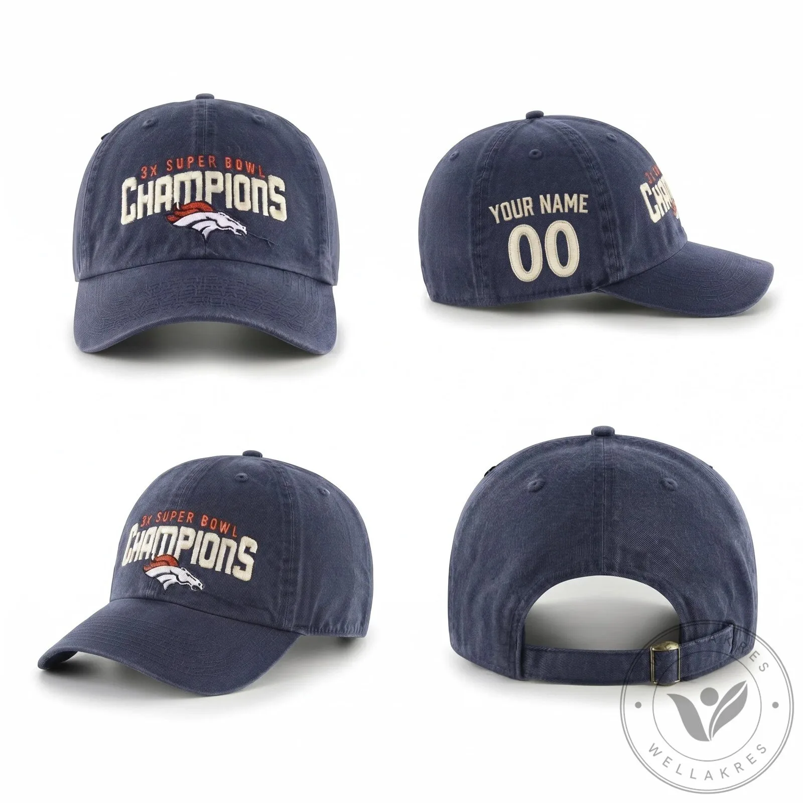 Denver Broncos Super Bowl Champions Custom Embroidered Washed Cap Hat 9 Denver Broncos Super Bowl Champions Custom Embroidered Washed Cap Hat